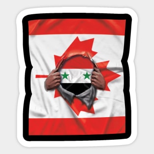 Syria Flag Canadian Flag Ripped - Gift for Syrian From Syria Sticker